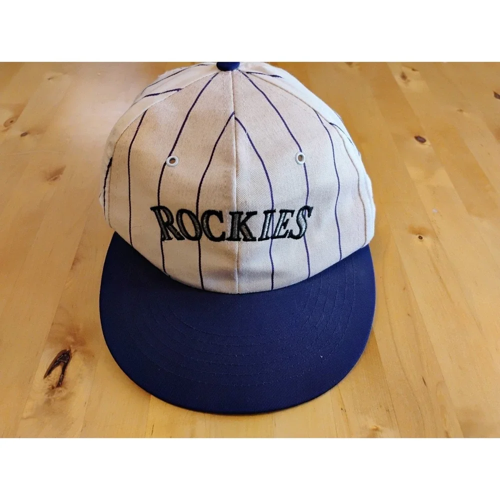 Colorado Rockies Denver Invesco Baseball Cap Snapback Hat Pin Stripe Vintage